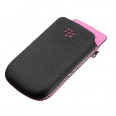 CAPA DE COURO BLACKBERRY 9800 PRETA COM ROSA ORIGINAL